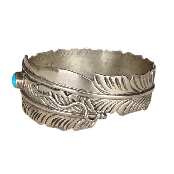 Vintage Navajo Turquoise Sterling Silver Cuff Bracelet by Ben Begaye Signed - Picture 8 of 8